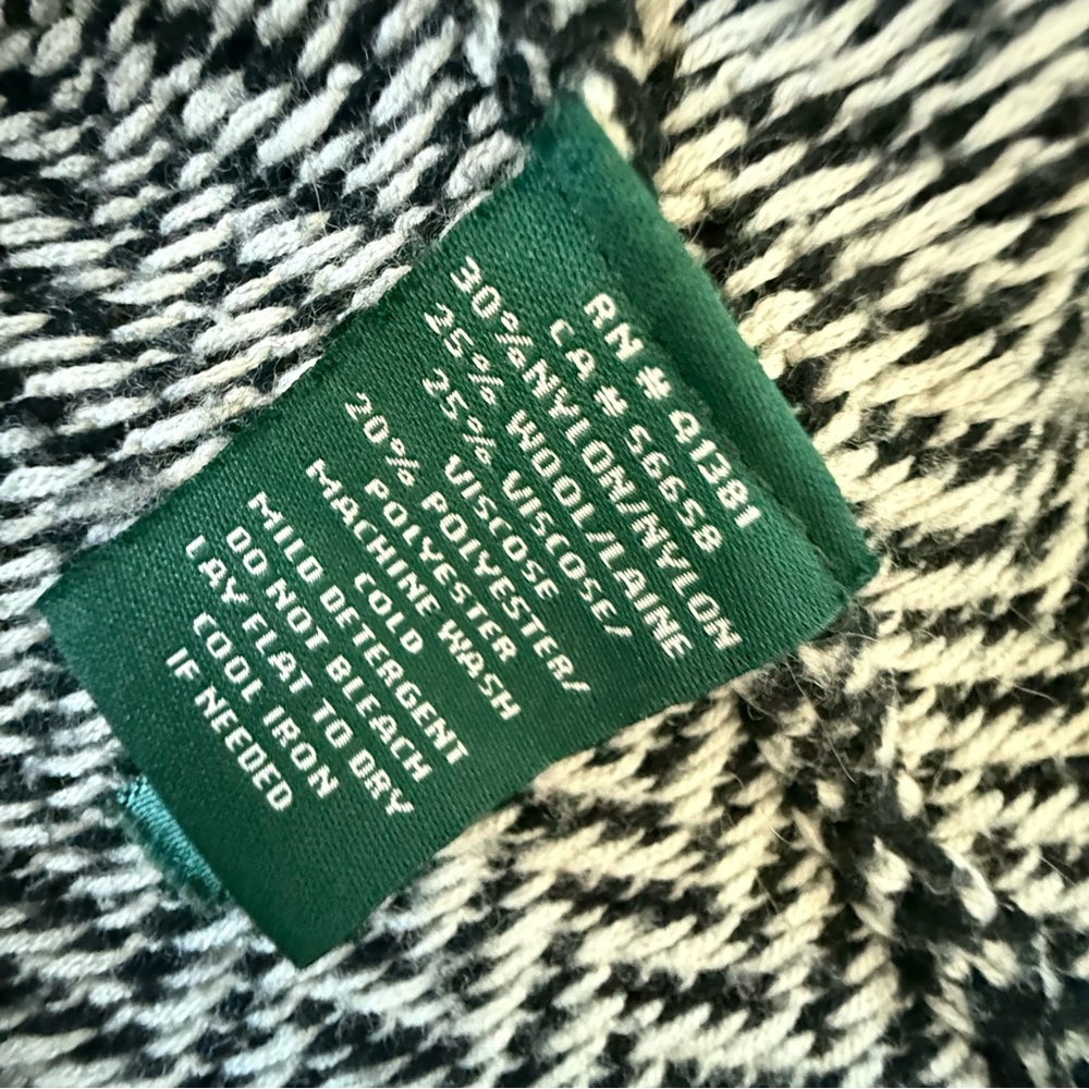 Ralph Lauren‎ Black and White Chevron Turtleneck Sweater XL - Picture 5 of 12